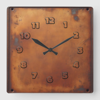 rotes Rostobjekt Quadratische Wanduhr