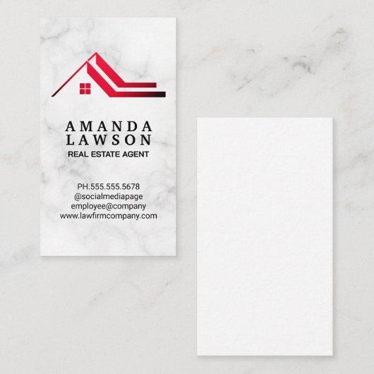 Rotes Rot-Real-Anwesen-Logo | Marmor Terminkarte (Vorne/Hinten)