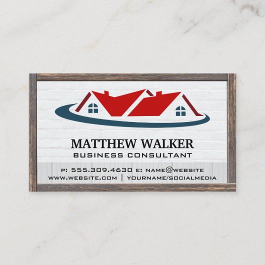 Rotes Rot-Top-Zuhause-Logo | Einrahmen Visitenkarte (Vorderseite)