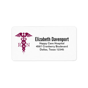 Rotes Rotes Caduceus Krankenzeichen Adressaufkleber