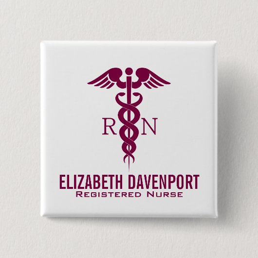 Rotes Rotes Caduceus Krankenzeichen Button (Vorderseite)