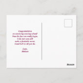 Rotes Rotes Caduceus Krankenzeichen Postkarte (Rückseite)