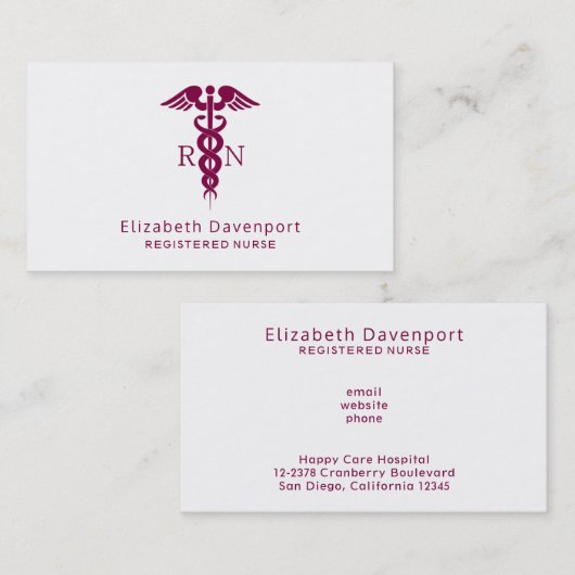 Rotes Rotes Caduceus Krankenzeichen Visitenkarte (Vorne/Hinten)