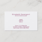 Rotes Rotes Caduceus Krankenzeichen Visitenkarte (Rückseite)