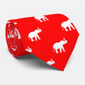 Rotes rotes Elefantmuster Krawatte (Gerollt)