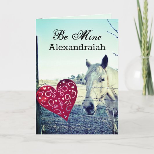 Rotes Rotes Pferd Valentine Mine Feiertagskarte (Vorderseite)