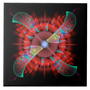 Rotes rotierendes Ornament Fliese