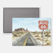 Rotes Route 66 Schild Magnet (Vorderseite/Rückseite)