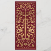 Rotes Royal Mittelalterliches Schwert Hochzeitsmen Menükarte (Rückseite)