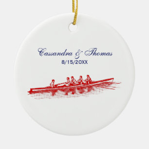 Rotes Rudern Rudermannschaft Crew Team Wassersport Keramik Ornament