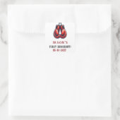 Rotes Rumble First Knockout Boxen Geburtstag Quadratischer Aufkleber (Tasche)