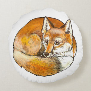 Rotes rundes Wurfs-Kissen Fox, Originalvorlage Kissen