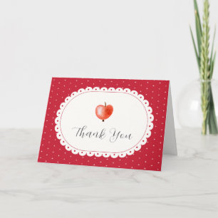 Rotes Rustikal Herbst Vintage Apfel Baby Shower Dankeskarte