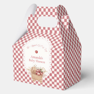 Rotes Rustikales Gingham Boho Apfel Baby Shower Geschenkschachtel