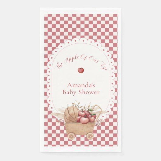Rotes Rustikales Gingham Boho Apfel Baby Shower Serviette (Vorderseite)