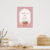 Rotes Rustikales Gingham Boho Apfel Baby Shower Wi Poster (Küche)