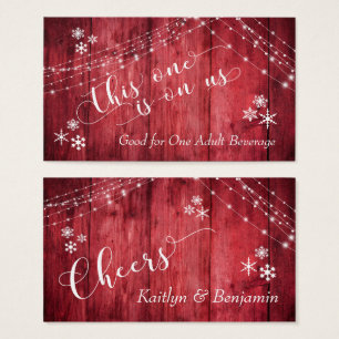 Rotes rustikales Holz, Lichter & Schneeflocken Get