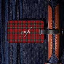 Rotes Rustikales Karo Chic Typografie Monogramm