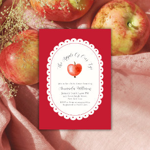 Rotes Rustikales Vintage-Apfel Unseres Auges Baby  Einladung