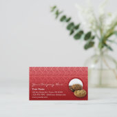 Rotes Samt-Damast-Nachtisch-Geschäft Visitenkarte (Stehend Vorderseite)