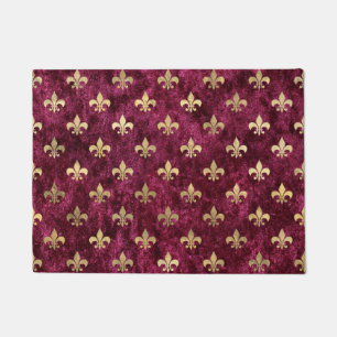 Rotes Samt Fleur De Lis Mardi Gras Orleans Muster Fußmatte