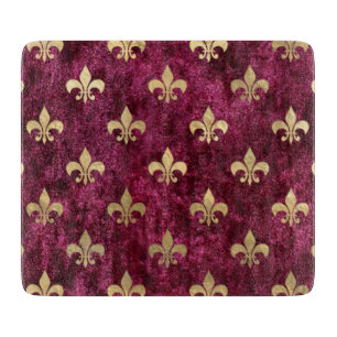 Rotes Samt Fleur De Lis Mardi Gras Orleans Muster Schneidebrett