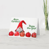 Rotes Sanktgnome-Weihnachten Feiertagskarte (Vorderseite)