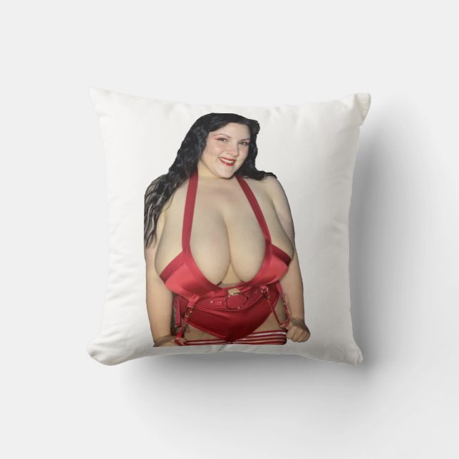 Rotes Satin auf zwei Seiten Kissen (Vorderseite)