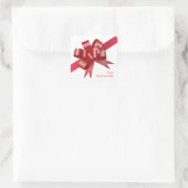 Rotes Satin-Geschenk Bugband Weihnachtsmarke Quadratischer Aufkleber (Tasche)