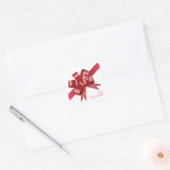Rotes Satin-Geschenk Bugband Weihnachtsmarke Quadratischer Aufkleber (Umschlag)