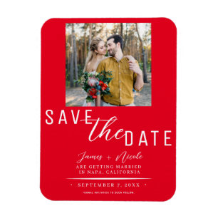 Rotes Save the Date Foto Hochzeit Magnet