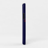 Rotes Saxophon und Hinweise zum blauen Hintergrund Case-Mate iPhone Hülle (Hinten/Rechts)