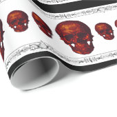 Rotes Schädelpapier Geschenkpapier (Rolleneckpunkt)