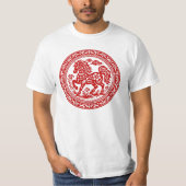 Rotes Scherenschnitt-Pferd Traditionelle Kunst T-Shirt (Vorderseite)