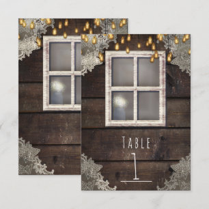 Rotes Scheunenfenster & Lichter Rustikales Tisch N Einladung