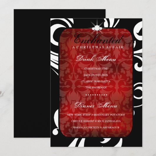 rotes schickes Abendessen des Menükarte (Vorne/Hinten)