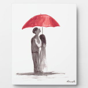 Rotes Schirmpaar Fotoplatte