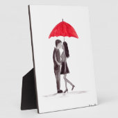 Rotes Schirmpaar in Liebe Fotoplatte (Seite)