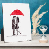 Rotes Schirmpaar in Liebe Fotoplatte (Seite)