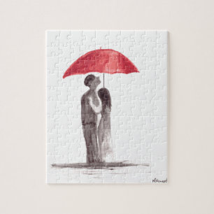 Rotes Schirmpaar Puzzle