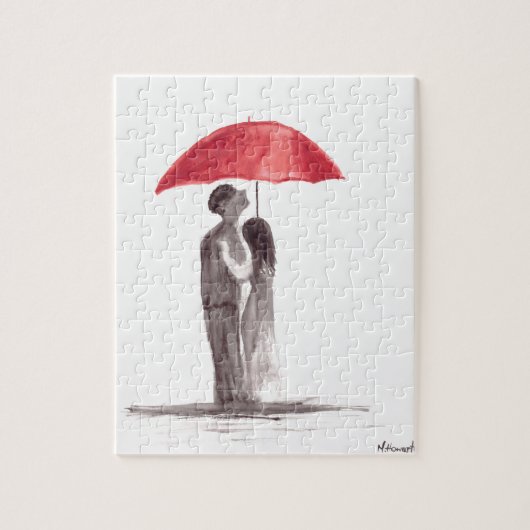 Rotes Schirmpaar Puzzle (Vertikal)
