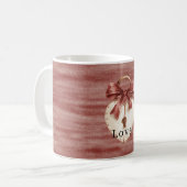 Rotes Schleifen-Cream Herz Kaffeetasse (Vorderseite Links)