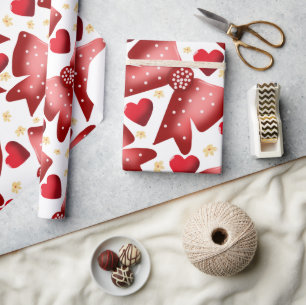 Rotes Schleifen-Herz-Nahtloses Muster Cute  Geschenkpapier