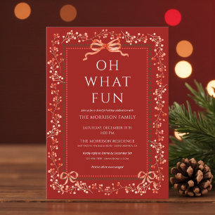 Rotes Schleifenband Vornehme Weihnachtsfeier Einladung