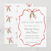 Rotes Schleifenband Winter Save The Date (Vorne/Hinten)