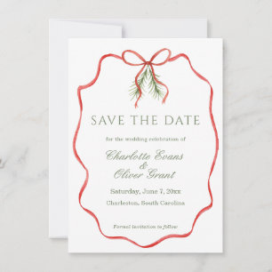 Rotes Schleifenband Winter Save The Date