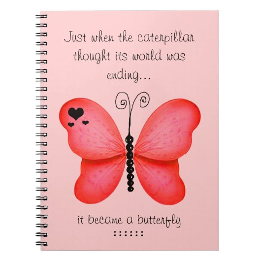 Rotes Schmetterlings-Notizbuch Notizblock (Vorderseite)