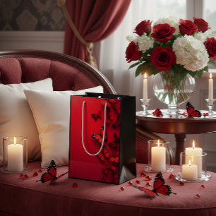 Rotes Schmetterlings-Valentinsgeschenktüte Mittlere Geschenktüte