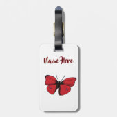 Rotes Schmetterlings-Zeichnen Gepäckanhänger (Rückseite vertikal)