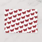 Rotes Schmetterlings-Zeichnen Visitenkarte (Rückseite)